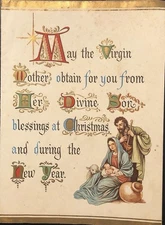 Vtg Christmas Greeting Card Religious Blessings At Christmas Nativity Scene