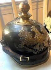 WWI Imperial German Army artillery spike helmet Brass Dated 1915 and Named