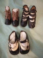 3 Pair Antique Child's Shoes -- As Is