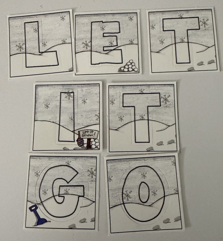 My Mind's Eye Let It Go Snow Letter Block Title Die Cut Set RETIRED
