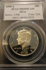 1999 s silver proof kennedy half dollar pcgs graded pr69dcam