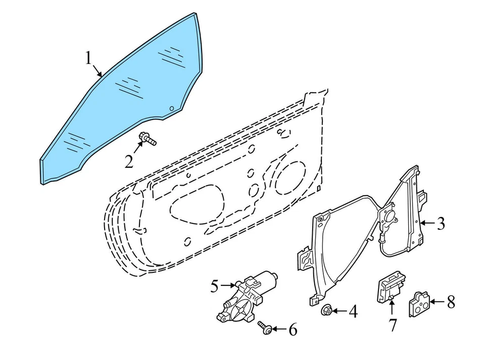 AUDI A5 QUATTRO 2017-2023 - Puerta delantera derecha ventana cristal 8W7845202 Foto 2 de 4