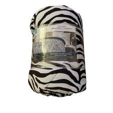 Mainstays Twin Size Reversible Microfiber Comforter Zebra Print 63"x86"