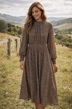 Madewell Women Dress Resourced Georgette Smocked Neck Folktale Paisley XL