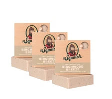 Dr. Squatch Birchwood Breeze Soap – 3 Bar Pack – Exfoliating, Woody Scent, Natur