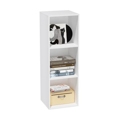 3 Cube Storage Organizer with Closed Back Panel- Wooden 3-Tier Open Bookshelf...