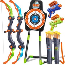 Bow and Arrow Toys for Kids, 2 Pack LED Light Up Archery Set Outdoor Indoor