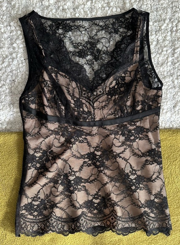 Ann Taylor Loft Sleeveless Black Lace Blouse Size 4 Lined