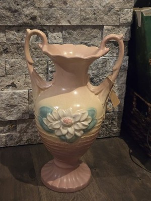 Rare Antique Hull USA Vase LAC-12A Water Lilly Lotus Double Handled 12.5 in tall