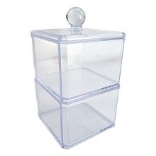 Clear Storage Container Makeup Cotton Swabs Organizer Pads Rounds Holder