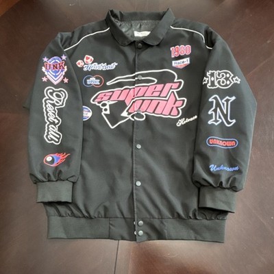 The Queen's wardrobe Varsity Jacket Graphic Patch Embroidered Black Snap Size 4