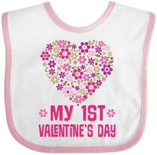 Inktastic 1st Valentines Day Cute Daisy Heart Baby Bib Babys First Valentine