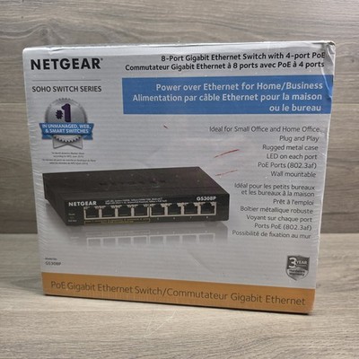 NETGEAR GS308P 8-port Gigabit Ethernet Switch with 4-port PoE - New Sealed
