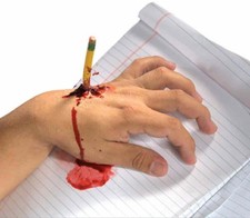 Lead Poison Pencil Stab Wound Dress Up Halloween Costume Makeup Latex Prosthetic