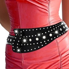 Rivets Wide Belts Black Punk Fashion Leather Belt Chunky Wide Waist Belt Leat...