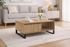 Couchtisch Wohnzimmertisch mit Stauraum Artisan Eiche Metall 90x60x35cm Tisch
