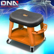 300Lbs Removable Rolling Garage/Shop Mechanic Stool Seat w/ Tool Tray Orange