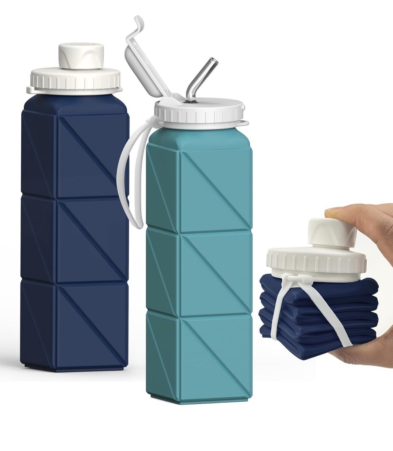 S 20.6oz 2 Pack, Silicone Foldable Portable Travel Wa...