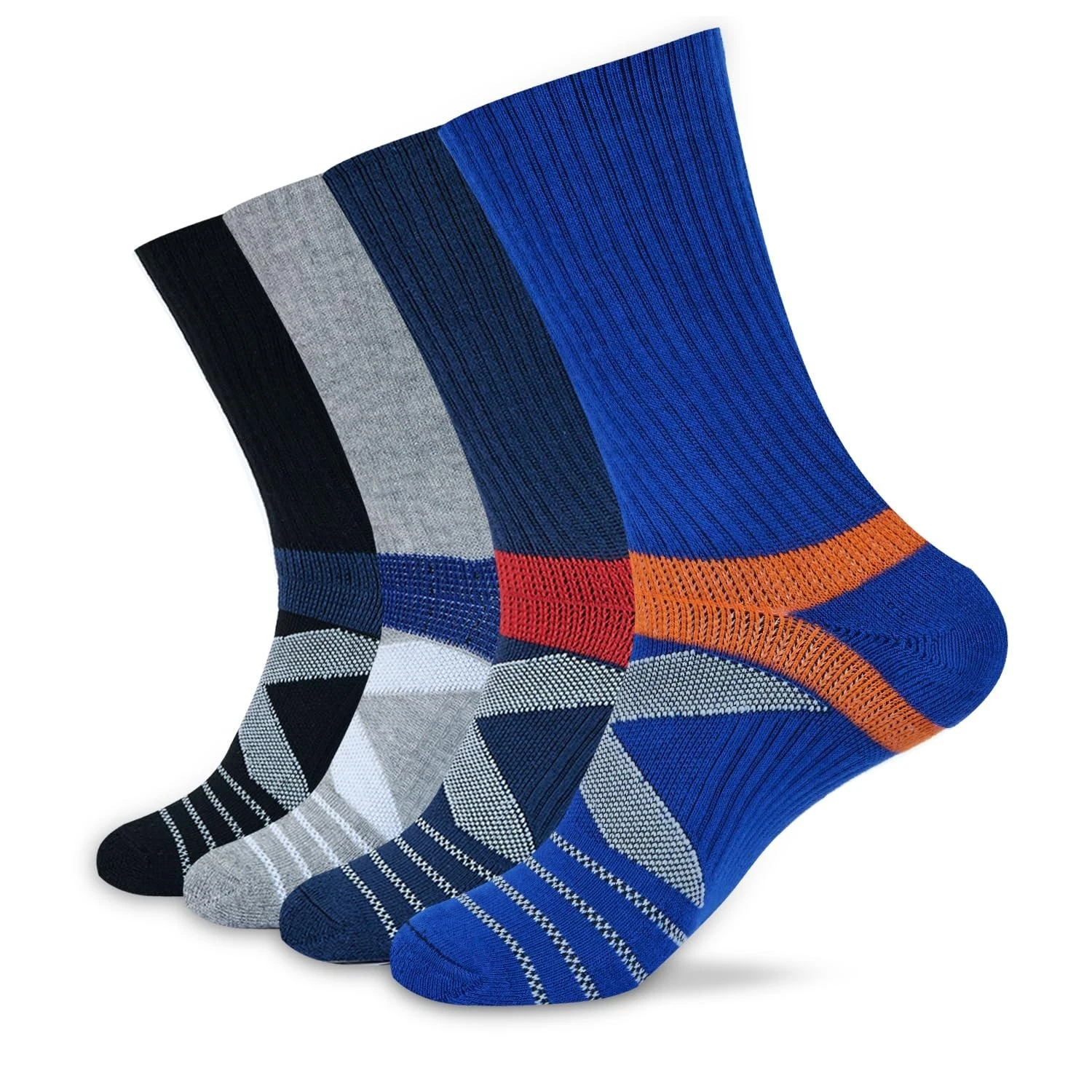 Men's Compression Athletic Cushioned Crew Socks (4 Pairs) Arch Support Hiking...