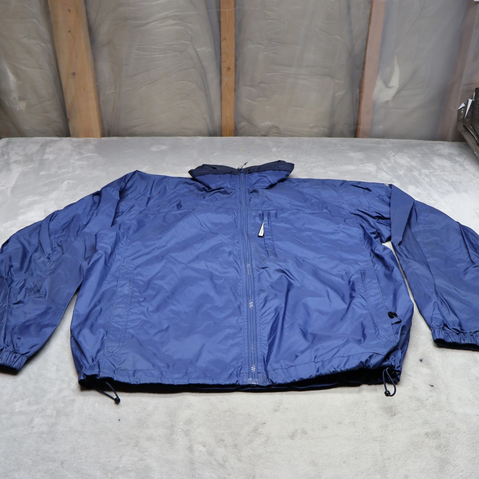 Columbia Jacket Mens Medium Blue Wind Rain Full Zip Lightweight Packable Outdoor