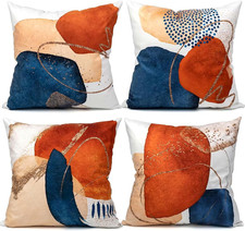 Burnt Orange Throw Pillow Covers 18X18 Set of 4 Boho Decorative Pillow Cases f