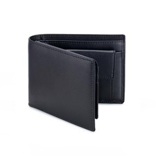 Men's Bifold Leather Wallet with Coin Pocket, RFID Blocking Black Genuine...