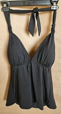 APT 9 TANKINI TOP ONLY HALTER NECK PADDED SLIGHT FLARE BLACK SIZE 16 # 4591