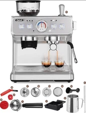 BRAND NEW - GEVI Espresso Machine 20 Bar With Grinder Model GECME020DE-U