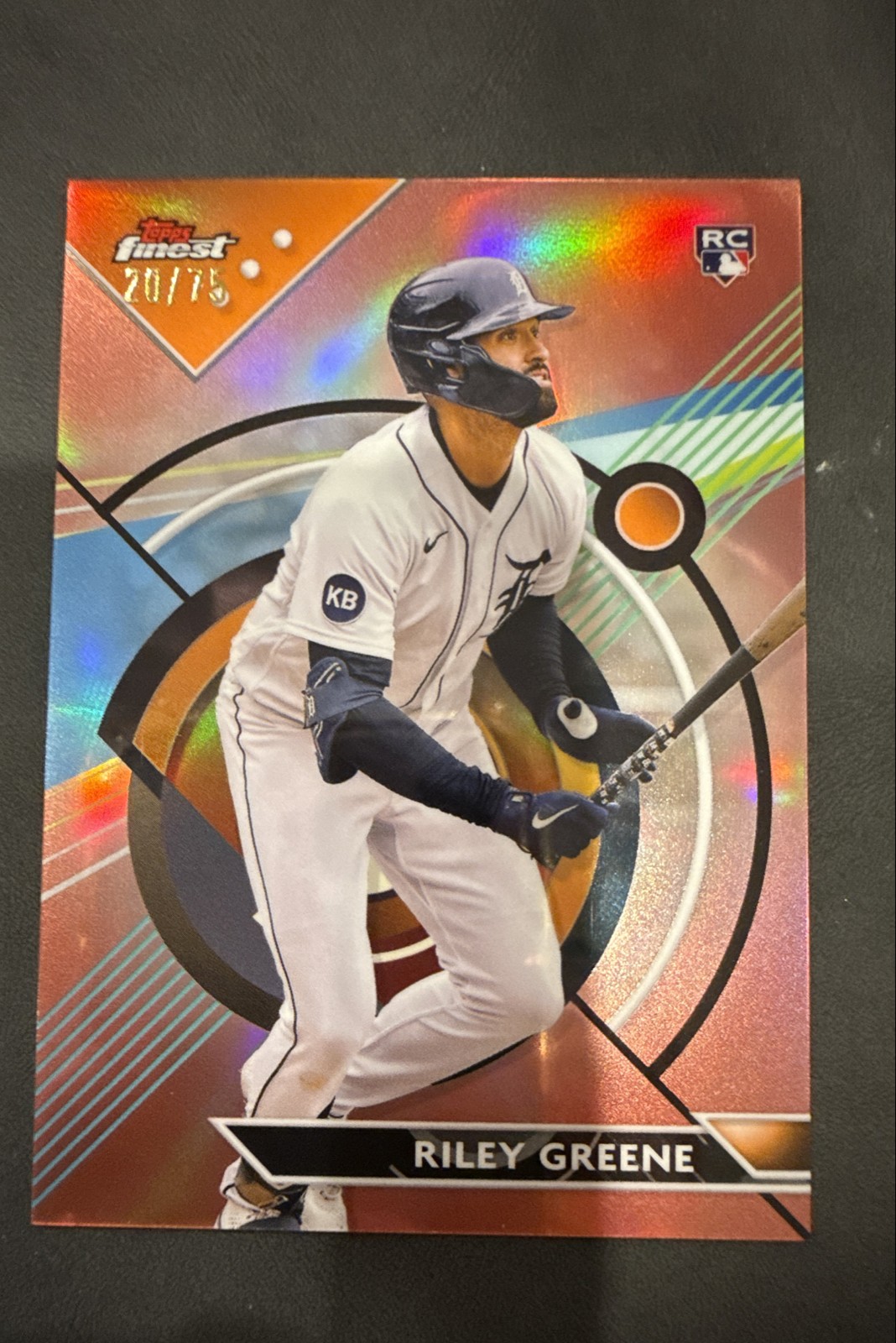 2023 Topps Finest - Riley Greene #10 Rose Gold Refractor /75 (RC)