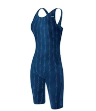 TYR Women's Solid Fusion 2 Open Back Swimsuit - U12 Compliant, Navy, 34