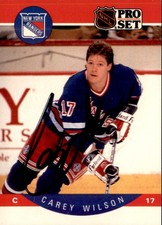 Carey Wilson Signed Auto 1990-91 Pro Set card New York Rangers