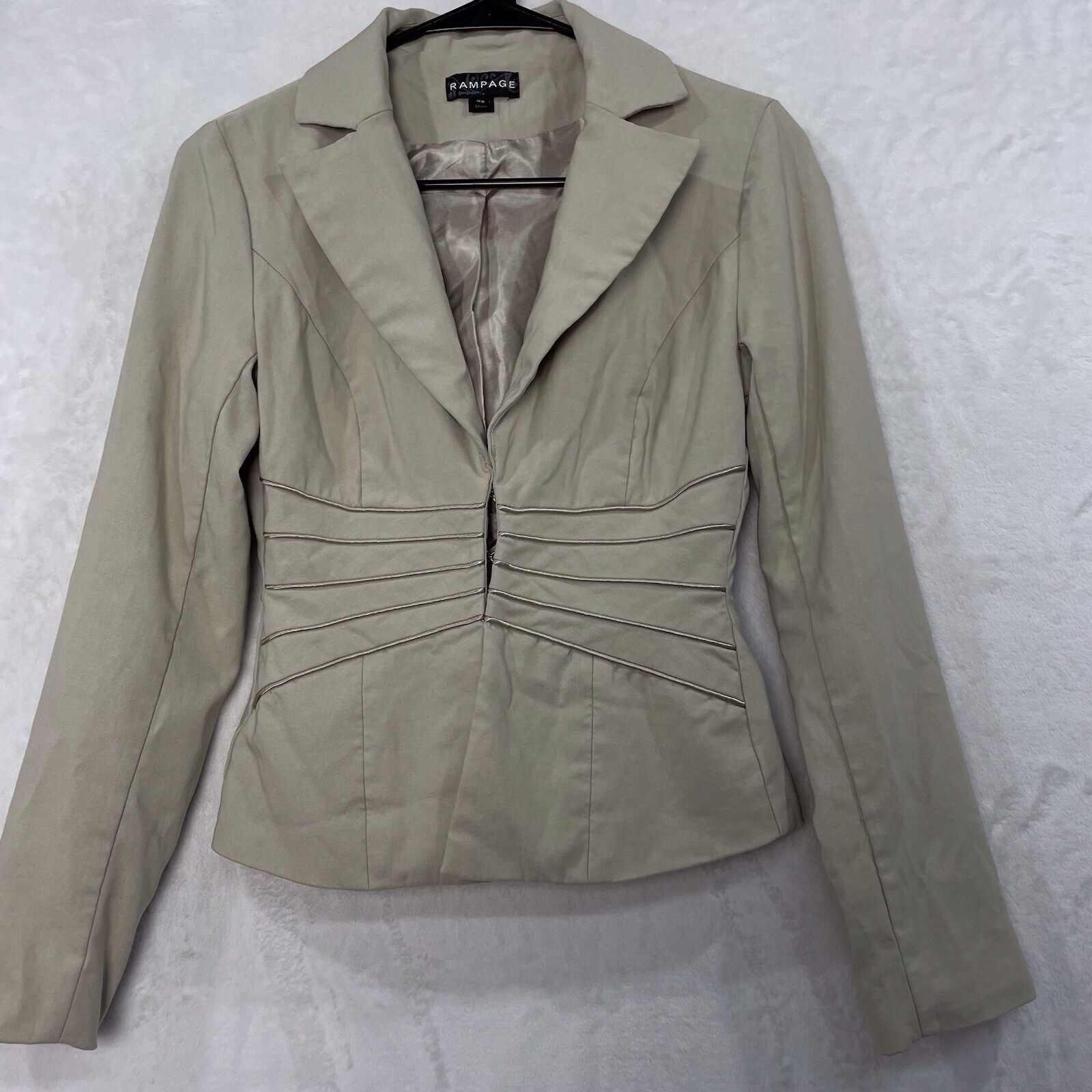 Rampage Stretch Cropped Blazer Fitted Blazer Short Jacket XS Beige Y2K Bratz