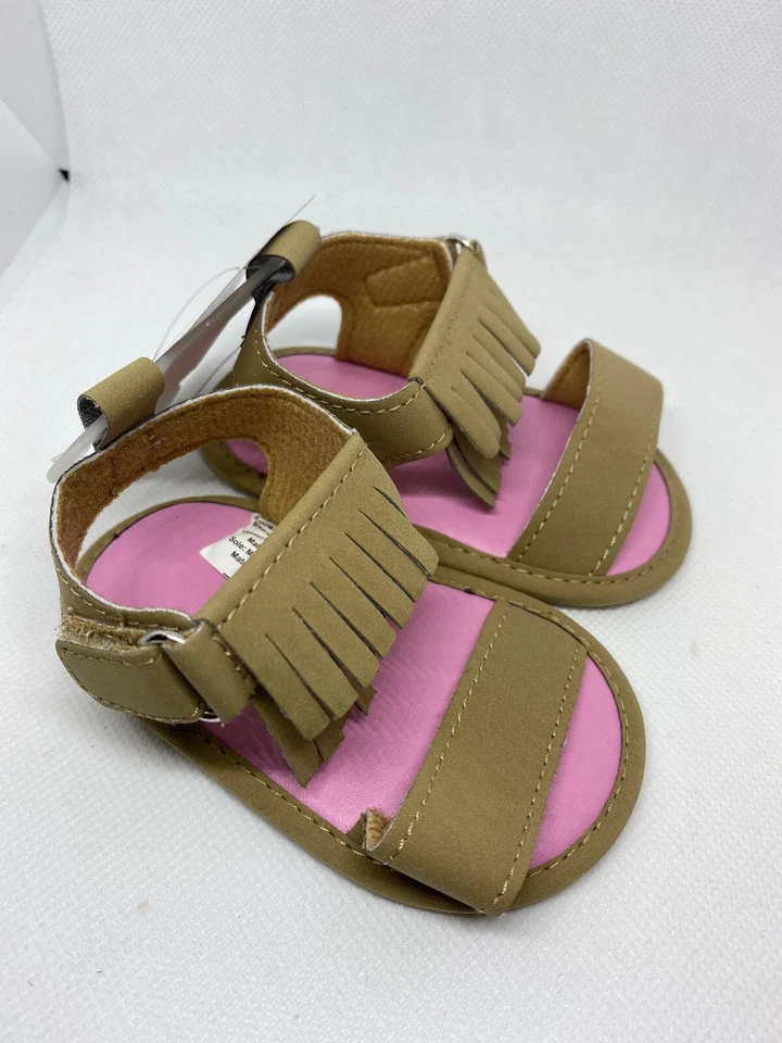 Sandalia Luvable Friends Niñas Flecos (Incante), Bronceado 0-6 Meses M Bebé EE. UU. Foto 2 de 4