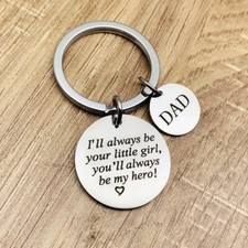GIFT for DAD Daddy's Girl from DAUGHTER Keychain Key Ring Always Be My Hero  K1