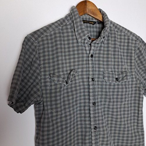 Harley Davidson Shirt Mens Medium Slim Fit Gray Button Up S/S Check Motorcycles - Picture 5 of 15
