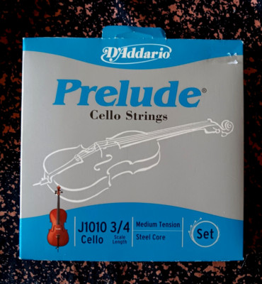 D Addario  Prelude J1010 Cello String Set, 3/4 Scale Medium Tension