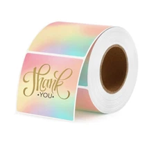 500/Roll Thermal Sticker Labels 2" x 2" Square Rainbow Color Barcode Logo Design