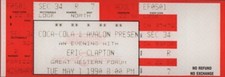 ERIC CLAPTON 1990 JOURNEYMAN TOUR UNUSED GREAT WESTERN FORUM TICKET / NMT 2 MINT
