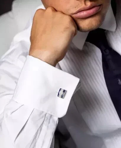 Abotoaduras masculinas folheadas a ouro branco 14k corte princesa 3 quilates criadas em laboratório - Imagem 3 de 4