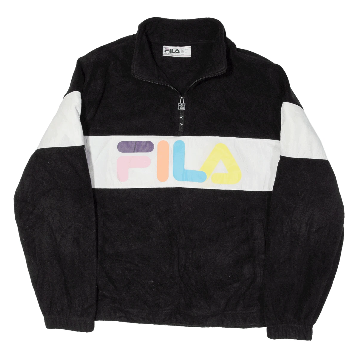 FILA Fleece Black 1 4 Zip Mens S eBay