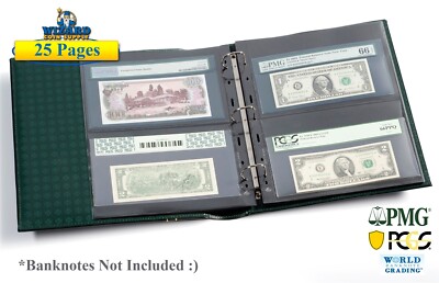 25 Lighthouse Grande 2 Pocket Pages For Cerfified Graded PMG PCGS Notes / FDC