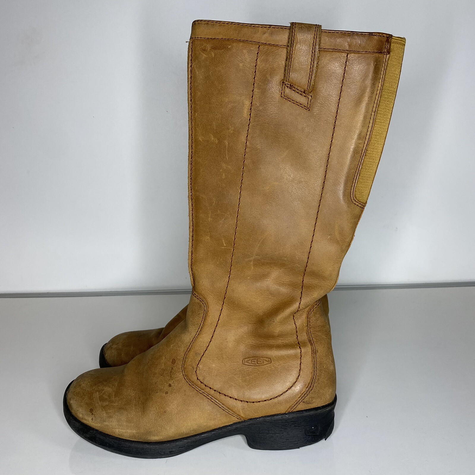 Stivali da equitazione Keen donna Tyretread alti pelle neve impermeabili marrone taglia 7