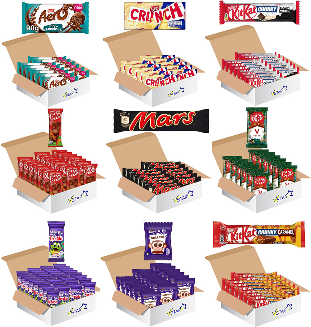 Half Box Of Chocolate Bars Collection Cadbury, Aero, Kit Kat, Mars