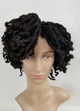 Fully Handmade Kinky Curls Twist Braids Wig with Premium Kinky Hair Black/ Brown