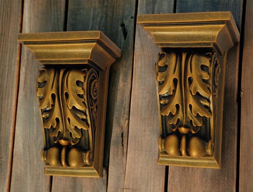 Pair of Plaster Corbels , Shelf . Console Ornament (2 in total) Gold home decor - Picture 3 of 4