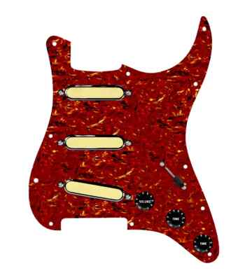 920D Gold Foils Loaded Pickguard 7 Way for Strat Guitars Tortoise / Black