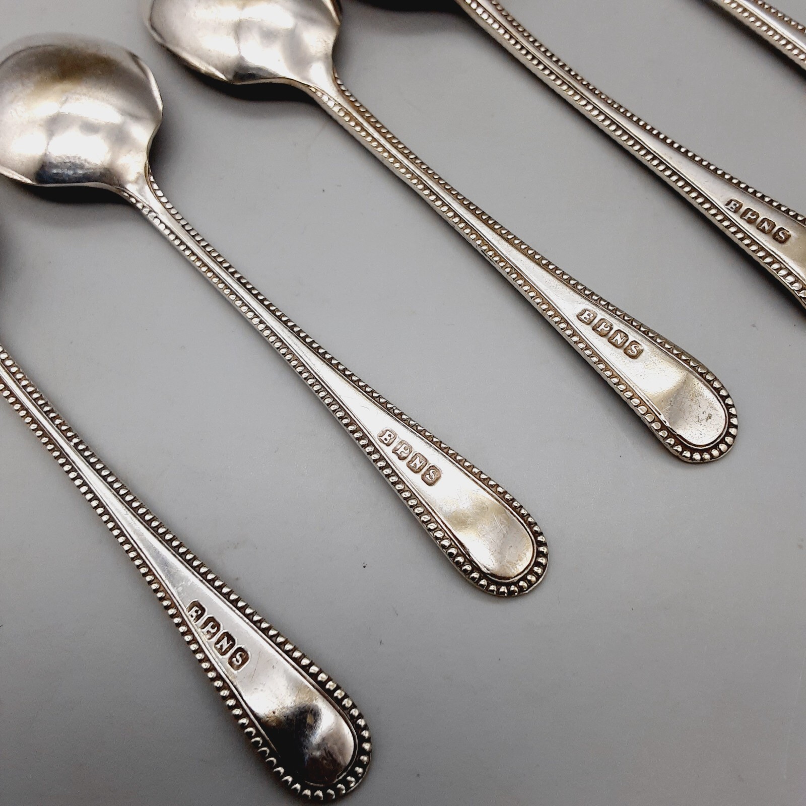 6 Vintage EPNS Silver Plate Coffee / Teaspoons Bead Design 11cm