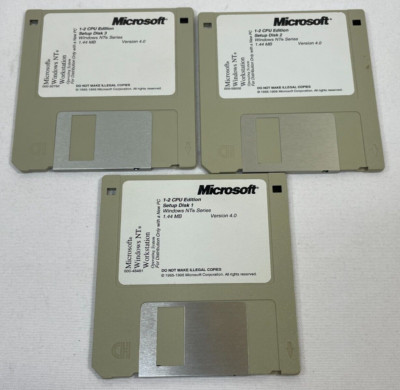 Vintage 1996 Microsoft Windows NT Workstation 1-2 CPU Edition 3.5'' Floppy Disk