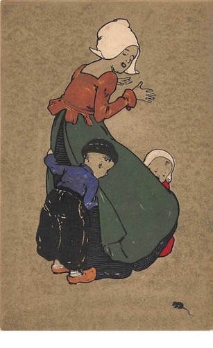 Dessin Original Fillette Au Chat - Enfants N°80521 - M.M.Vienne N°85