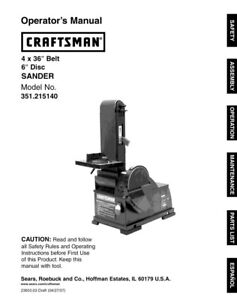 Craftsman 351.215140 Sander Owners Instruction Manual